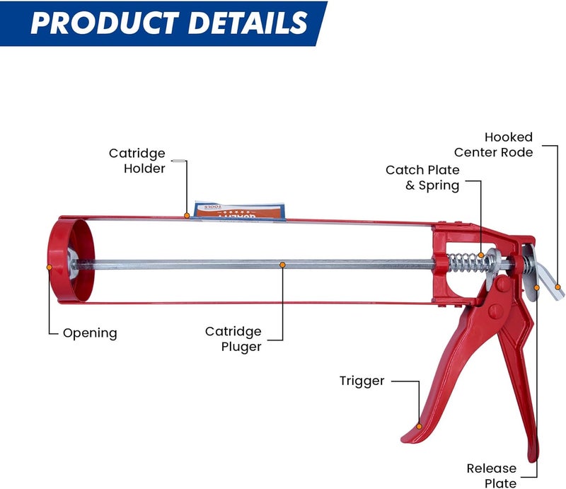 Duravel Metal Caulk Gun for Caulking, Sealing, and Filling Cracks - Image 2